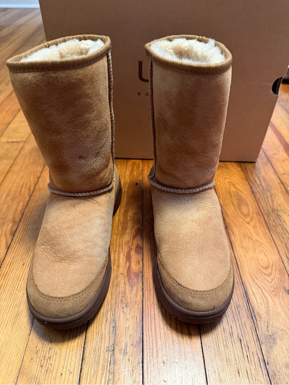 UGG Australia Ultimate Short 5275 Chestnut Suede Sheepskin Boots Women's 8